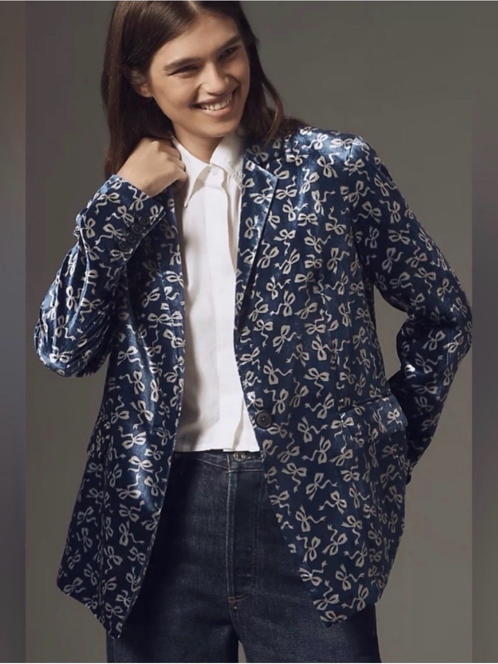 Anthropologie Maeve Tessie Blazer Velvet Edition